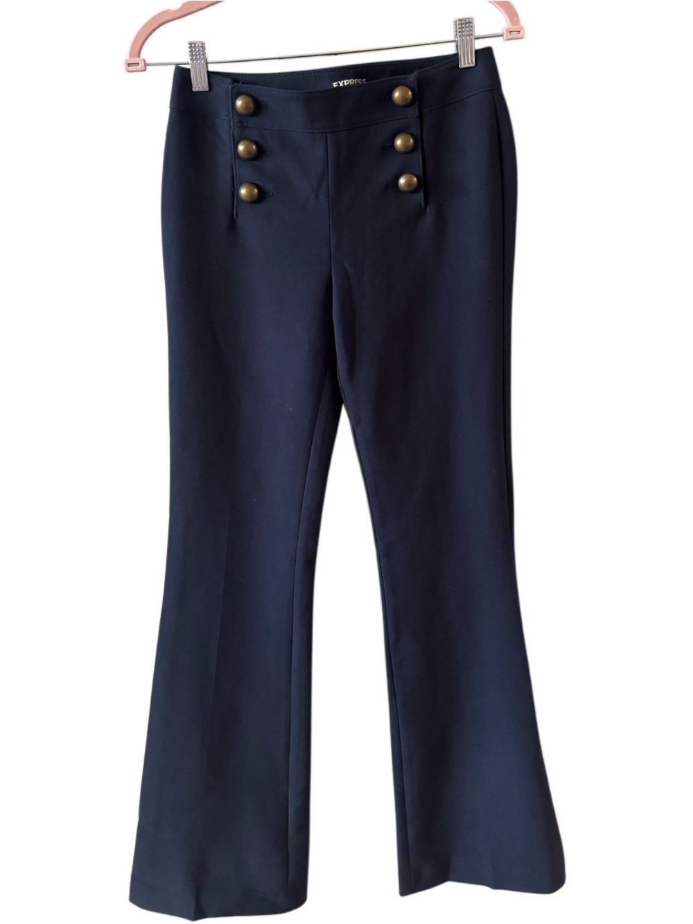 Express Navy High-Waist Button Front Pants